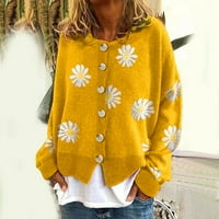 Ketyyh-chn žena plus size otvoreni prednji kardigans crochet pleteni džemper žuti, l