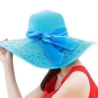 Jesenski šeširi za žene žene šareni veliki rub slamd luk šešir sunce diskete široke vrpce šešira plaža kapka mornarice