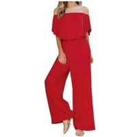 Ženske hlače, elastične ženske Capri hlače, chinos visokog struka, ravni gležanj, crvene boje