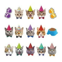 Viseći ukrasi za mačje lice od 90 karata, Pribor za zabave za mačiće, tematski dekor Sretan rođendan mijau, smiješni