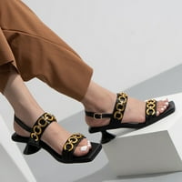 Ljetni elegantni lanac temperamenta s visokim potpeticama sandale Čvrsta boja Udobne cipele za pete, crne