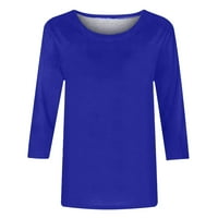 Bojavi rukav za žene za žene Ljetne jesenske ženske posade za vrat Čvrsta boja rukava casual majice bluze puloverske