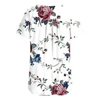 Yyeselk gumb Up Žene Ljetne košulje Leisure Scoop Neck kratki rukavi tunični vrhovi modni elegantni cvjetni print