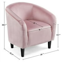 Moderna tapecirana akcentna stolica u obliku bačve. Boja: ružičasti baršun