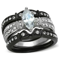 Dvobojni prsten od nehrđajućeg čelika od nehrđajućeg čelika u crnoj boji s prozirnim prstenom od nehrđajućeg čelika,