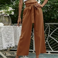 Ženske jednobojne Ležerne modne svestrane široke hlače u obliku struka u obliku remena, Orange u boji, Orange
