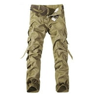 Muške hlače u jesenskoj rasprodaji muške jednobojne perive kombinezone s više džepova vanjske casual hlače teretne