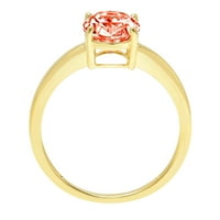 Zaručnički prsten s crvenim imitiranim dijamantom ovalnog reza od 2,0 karata u žutom zlatu od 18 karata, veličine