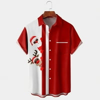 Muški Božićni poklon Djeda Božićnjaka majica kratkih rukava s gumbima s digitalnim tiskom od 3 inča nova majica