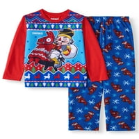 Dječački odmor Fortnite dugi rukav Top i tiskani Micro Fleece hlače, dvodijelni božićni set pidžama