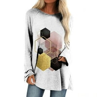 Ženske Ležerne košulje dugih rukava, široki pulover s okruglim vratom s geometrijskim printom, bluze Na vrhu