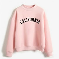 Ženske prevelike majice s kapuljačom, zimska majica bez kapuljače, osnovni pulover s dugim rukavima, ružičasta