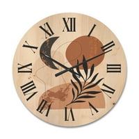DesignArt 'Oblici sunca i mjeseca u retro terakotskom tonovima I' moderni drveni zidni sat