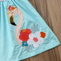 Musuos Dječja ljetna haljina, flamingo cvjetni tiskani spoj kratkih rukava suknja