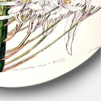 Dizajnerska umjetnost Bijela Vintage orhideja Tradicionalni kružni metalni zidni umjetnički disk od 23