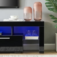 Stalak za televizor, drveni LED stalak za televizor od BINDERA s LED osvjetljenjem, ladicama za odlaganje i staklenom