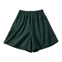 Ženske široke Ležerne Pamučne rastezljive široke hlače-kratke hlače u zelenoj boji