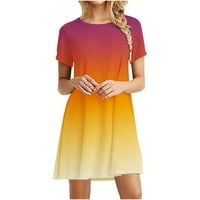 Proljetno-ljetne haljine Za Žene, Ležerne široke majice s okruglim vratom kratkih rukava, kratka mini haljina