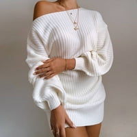 Oieyuz džemper za žene jeseni zima hladno na ramenom rukava dugi pleteni vrhovi mekana odjeća