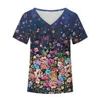 Ženski klirens plus size $ modno žensko ljeto V-izrez s kratkim rukavima tiska casual majica bluza purple xl i6966