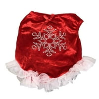 Crvena svečana Božićna haljina s rhinestones pahuljica pas kostim za kućne ljubimce odijelo srednje