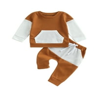 BIAYXMS BATS BOTS HARSKE SET, PATCHWORWORK TWE TWECIRT Dugi rukavi s elastičnim hlačama za dojenčad odjeće