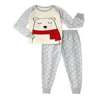 Wonder Nation Girl's Critter Fuzzy Top i Sleep hlače pidžame, dvodijelni set
