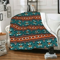 Dvo slojevi plišani krevet pokrivač, retro jugozapadni tradicionalni stil uzorak ugodni meki klima uređaj bacaju
