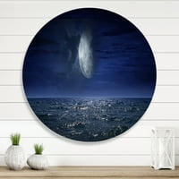DesignArt 'Noć punog mjeseca nad Dark Ocean -om' Nautical & Coast Circle Metal Wall Art - Disk od 11