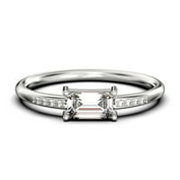 Prekrasan minimalistički zaručnički prsten od smaragdno izrezanog moissanita od 0 karata zaručnički prsten od