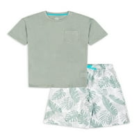 Wonder Nation Boys Palms Majica i kratke hlače set pidžama, 2-komad, veličina 4- & Husky