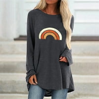 Žene jesenske i zimske dužine ležerne majice za tiskanu majicu s dugim rukavima s dugim duljinama vrhovi hot6sl869654