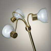 Podna svjetiljka s 3 kraka, sjajna zlatna, izvana prozirna plastika, iznutra mat