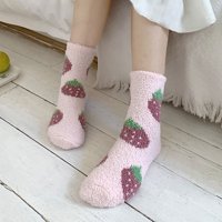 Ženske čarape izolirane koraljnim cvjetnim printom, šarene lagane Ležerne zimske mekane tople udobne Ležerne papuče
