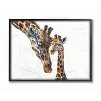 Stupell Industries Slatka dječja žirafa Obiteljska akvarelna akvarelna slika uokvirena Giclee teksturizirana umjetnost