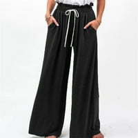 Fragarn modna žena elastični struk ležerno crtanje SLA-CKS džep Ravne hlače visoki struk labave široke hlače za