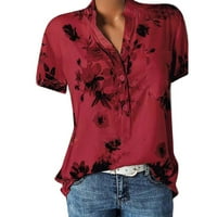 Ženske majice kratkih rukava, cvjetne košulje na kopčanje, opuštene majice u poslovnom stilu, crvene, e-mail