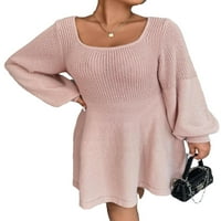 Ženske haljine za džemper plus veličine ležerna haljina od džempera bez remena bebe ružičasta 3xl