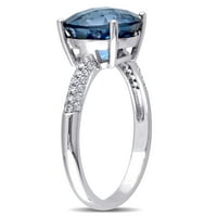 Miabella Ženska 4-karat London Blue Topaz Carat Diamond 14KT bijelo zlato koktel prsten