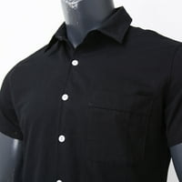 Muški modni bluza gornja košulja muške solidne boje bluza pamuk gumb dolje praznična košuljama labave vrhove kratke