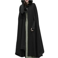 Ženski kaputi i jakne plus size jesenska Moda jednobojni kišni ogrtač s kapuljačom s gumbima vuneni kaput s prorezom