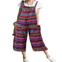 Ženske naramenice s printom Plus size jednodijelni kombinezon hlače do teleta kombinezoni Bez rukava četvrtastog