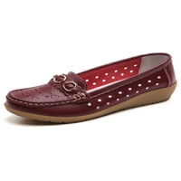 ; / Ženske Ležerne ravne natikače s izrezima ženske lagane cipele za hodanje s klinovima u boji crvenog vina s
