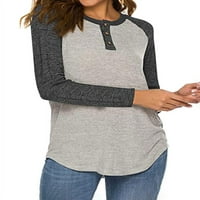 Ženski pulover s izrezom i gumbima u obliku slova u, jednobojni pulover s dugim rukavima