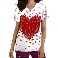 Majice za piling za njegu kratkih rukava radne uniforme ženske rastezljive majice za Valentinovo s printom srca