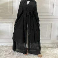 Ženske ležerne lagane kardigan s dugim rukavima meka i elegantna šifon čvrsta slojevita labava dugačka odjeća