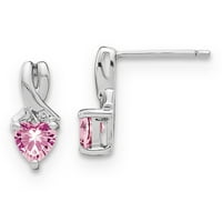 Primal Silver Sterling Silver stvorio ružičaste naušnice i dijamantske naušnice