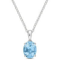 MIABELLA WOMANS 2- CArat T.G.W. Ovalno izrezano nebo plava topaz sterling srebrni pasijans privjesak s lancem