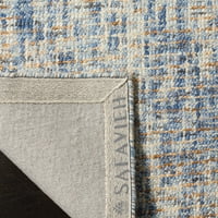 Apstraktni vuneni tepih u geometrijskim prugama, tamnoplava hrđa, kvadrat 4' 4'