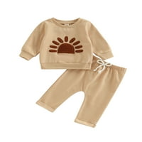 Meihuida Toddler Baby Gittle Boy Boy Sportska odjeća Plush Sun Empoided Dugi rukav vrhovi dukserice i hlače set